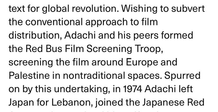 Anyone know where I can read about Masao Adachi’s Red Bus Film Screening Troop beyond a mention?