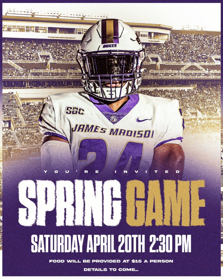 Thank you @JMUFootball for inviting me to watch the spring game! Will be in attendance 🙏