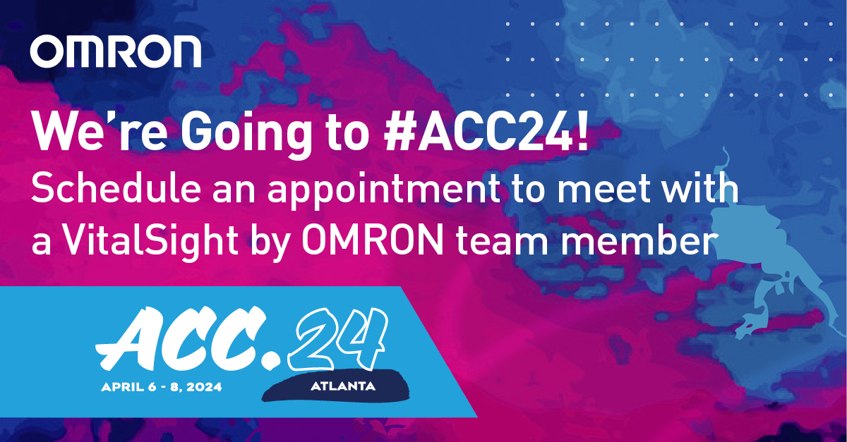 Attention all ACC.24 attendees! OMRON will be on-site and taking appointments to talk about our VitalSight remote patient monitoring system (RPM) and demonstrate OMRON Complete. Appointment availability and booking here: bit.ly/3VqvCSM #ACC24