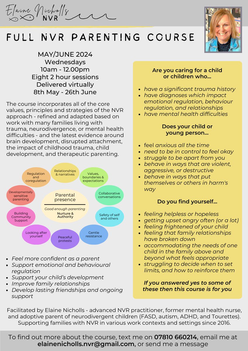 NVR Course. Delivered by parents of children who struggle to manage emotions/behaviour for parents in the same situation. Theory. Effective strategies. Hope. Support. Get in touch for details. #adoption #kinship #fasd #adhd #autism #nonviolentresistance #therapeuticparenting