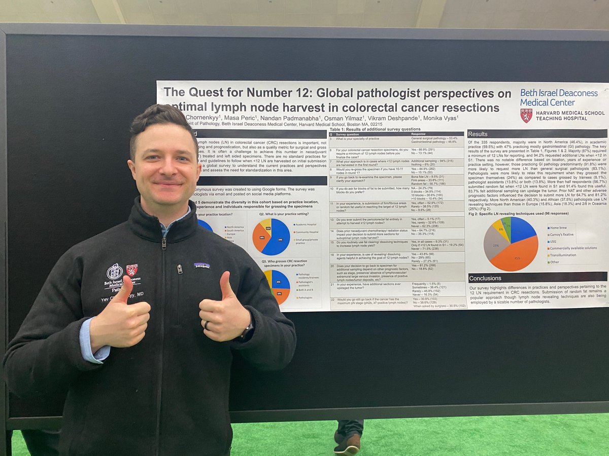 Dear #pathtwitter #pathX <a href="/USGIPS/">GIPS (GI Pathology Society)</a>  friends! Thank you for sharing your valuable insights in our CRC lymph node survey!
Curious about the results? Check out this poster by <a href="/YChornenkyy/">Yevgen Chornenkyy</a> presented @ #USCAP2024 
If you have additional comments, please let us know!
#GIpath