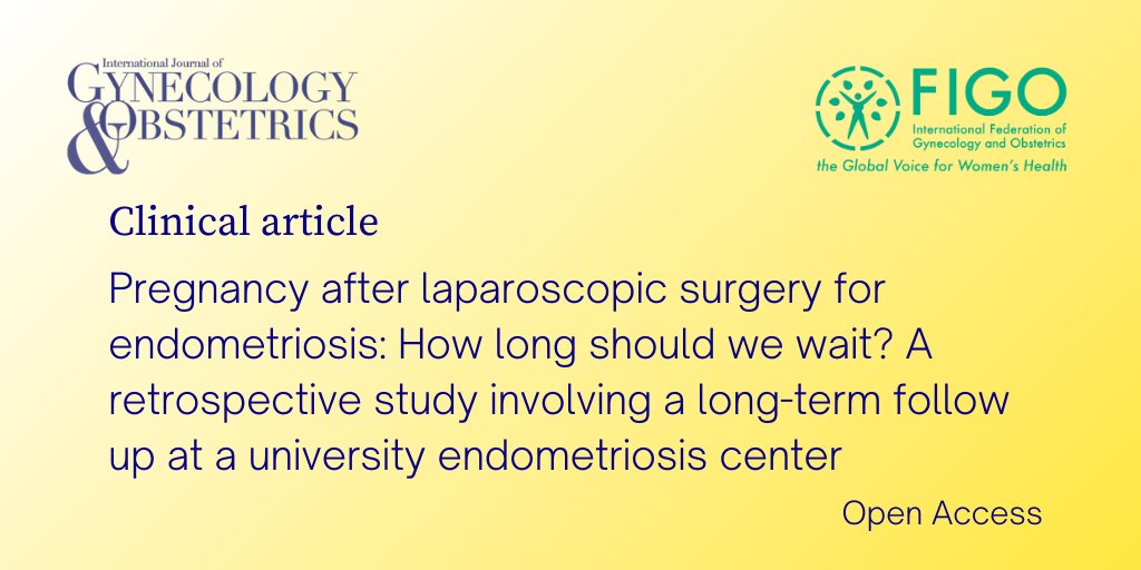 After laparoscopic endometriosis surgery, pregnancy can be expected until 12 months post-surgery. After this time, assisted reproductive therapy must be seriously considered. Click here to read: doi.org/10.1002/ijgo.1…