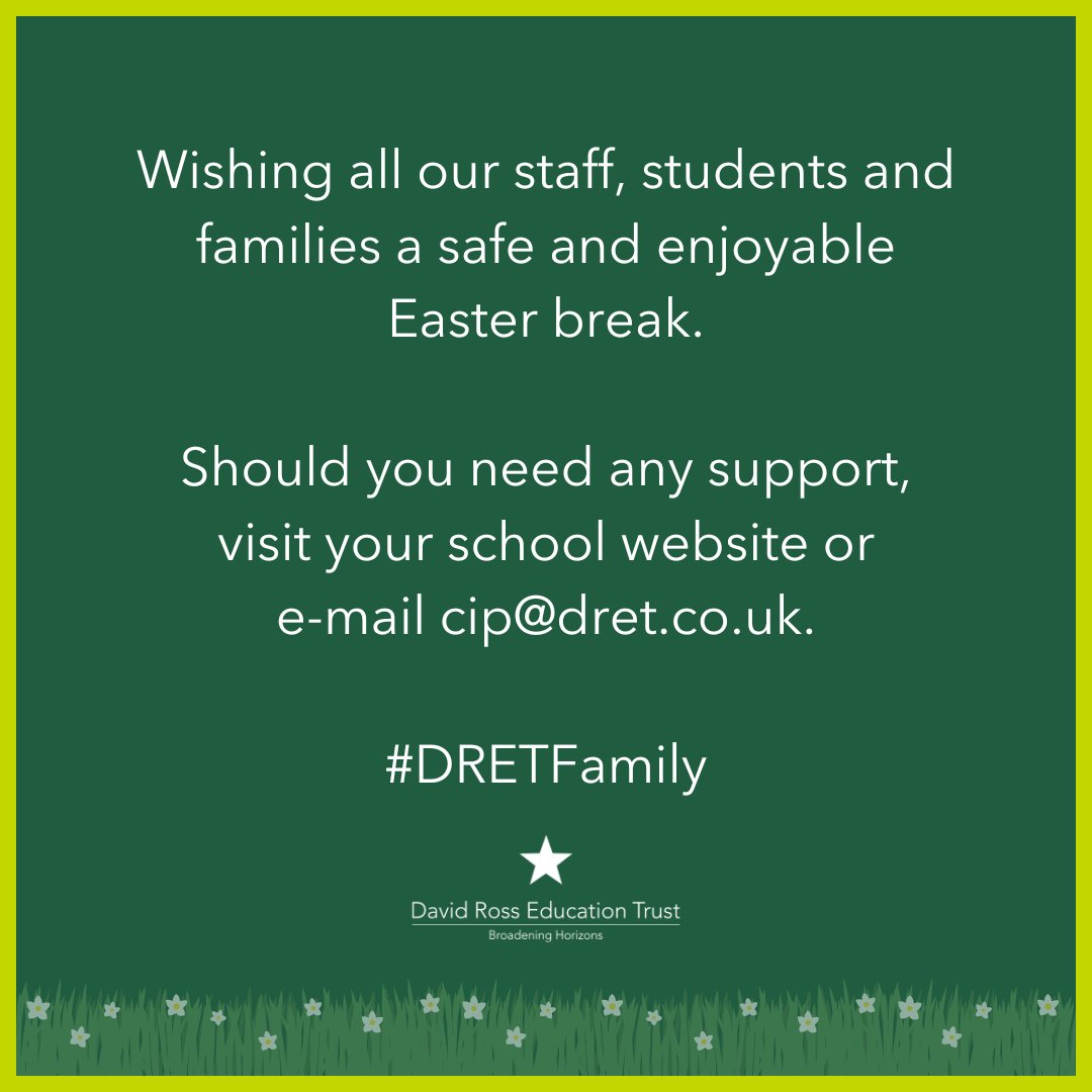 Wishing you all a safe and enjoyable break #DRETfamily