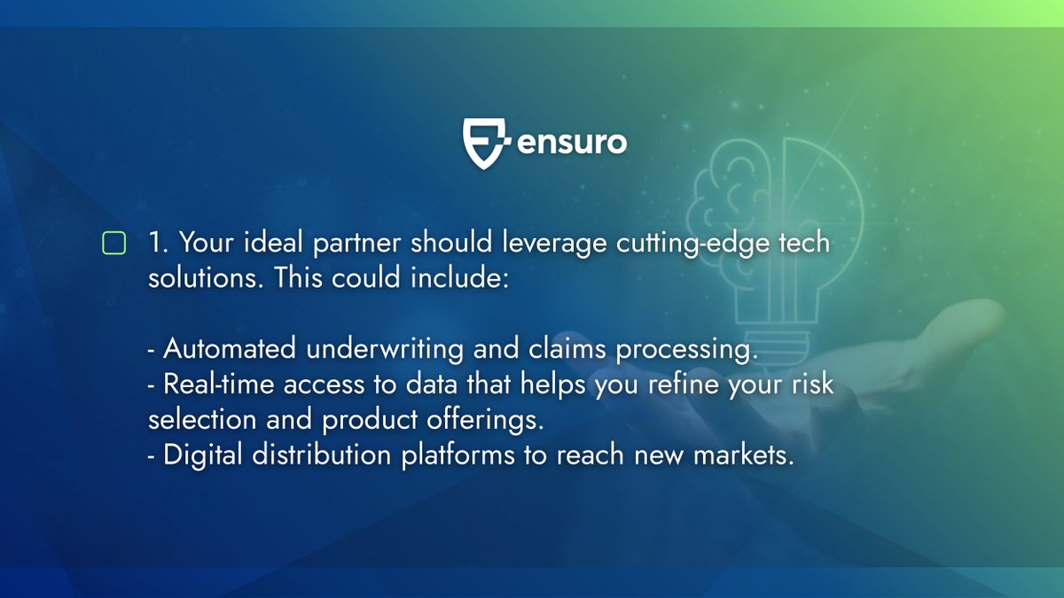 Ensuroproject's tweet image. If you're an insurtech company looking for innovative solutions to build your products, you need a partner that pushes boundaries and embraces disruption. How do you identify an innovator in a sea of traditional carriers? Here are 3 key things to look for👉

#InsurTechSolutions