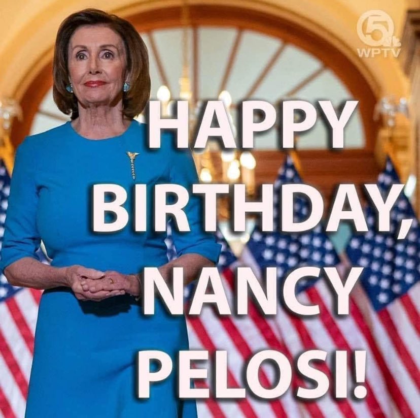 Happy birthday, Nancy Pelosi! This strong woman always had the House in order and under control with her leadership. 💙💙💙