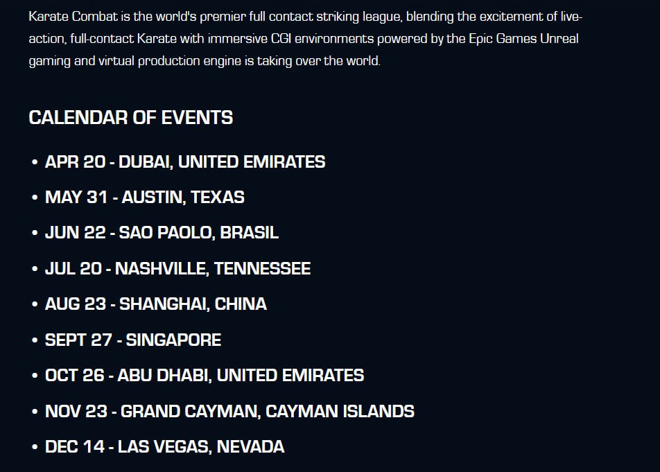 oi6kYabErTIBXzw's tweet photo. Fans of $KARATE - I present to your attention the @KarateCombat CALENDAR OF EVENTS - We are waiting for a very exciting 2024 with big fights and the best locations.Β It's time to top up your $KARATE bags - we will conquer the whole world! πΊ
#karatecombat #KC45 #cryptokarate https://t.co/3YWBu4cxKB