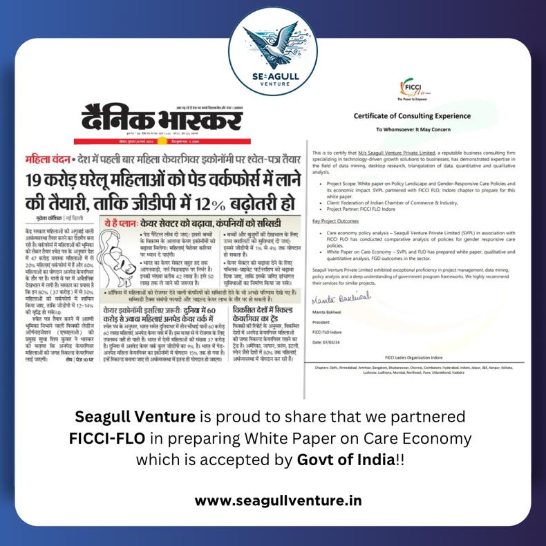 mishra_saurabh's tweet image. Proud to share that Seagull Venture has collaborated with FLO for preparing white paper on Care Economy..