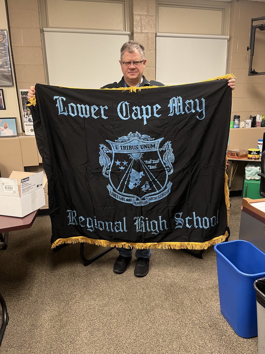 Lost flag. Mike Dorvinen from the Class of ‘76 finally returned the missing LCMR flag he took on graduation day. It brought a smile to all our faces here at LCMRHS. ⁦@lowercapemay⁩