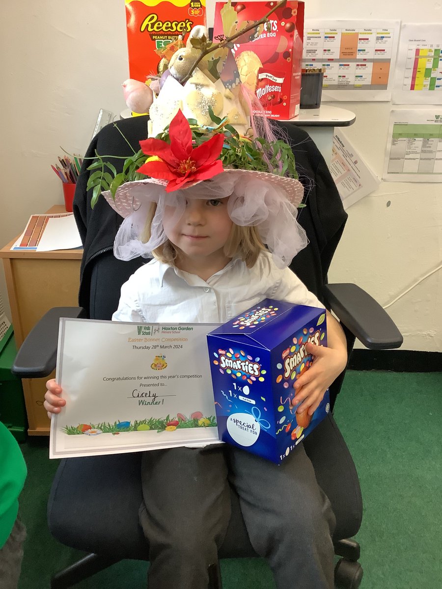 #EYFS have been learning all about #Easter this week and had parents join them on #DT Day to help design and produce their own #Easter Bonnet. Have a look at our #Easter Bonnet Winner! Doesn't she look fabulous! We wish you all a lovely break!🐣🐰🎩 #Easter2024