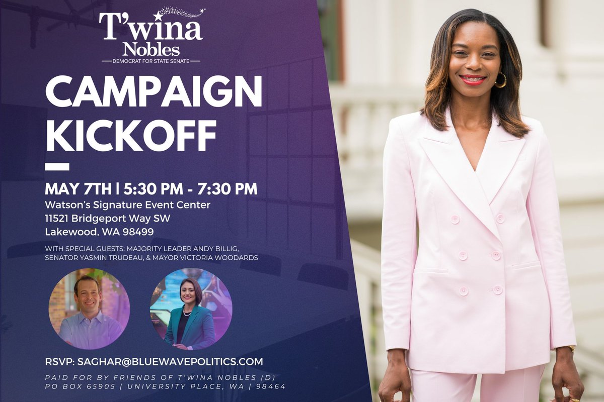 ‼️EXCITING UPDATE: Democratic Majority Leader Andy Billig, Senator Yasmin Trudeau, and Mayor Victoria Woodards have been added to our speaking program as special guests! 

RSVP: saghar@bluewavepolitics.com