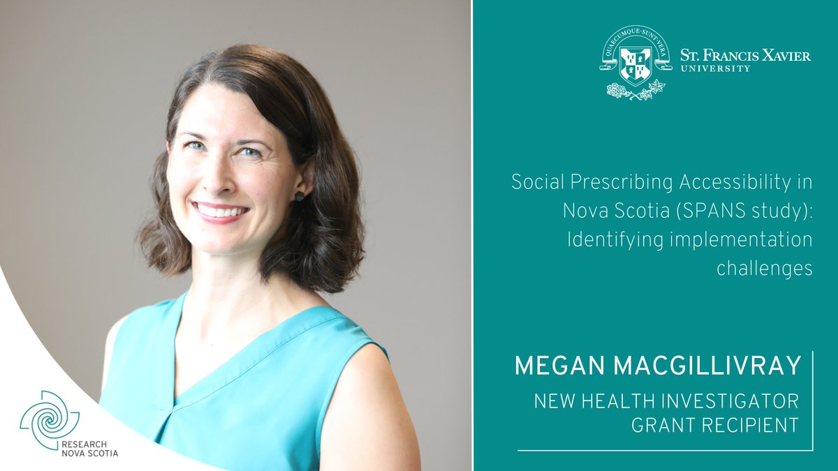 Congratulations to Dr. Megan MacGillivray for receiving a New Health Investigator Grant for the Social Prescribing Accessibility in Nova Scotia (SPANS) study to identify implementation challenges. 🧵(1/5)