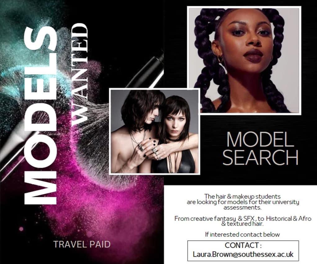 University Centre South Essex (@seunicentre) on Twitter photo We need models!
Our Hair and Makeup students are looking for some models for their assessment. It will be at the backstage centre in Purfleet and travel is paid for.
Contact Laura.brown@southessex.ac.uk for more info! We need models!
Our Hair and Makeup students are looking for some models for their assessment. It will be at the backstage centre in Purfleet and travel is paid for.
Contact Laura.brown@southessex.ac.uk for more info!