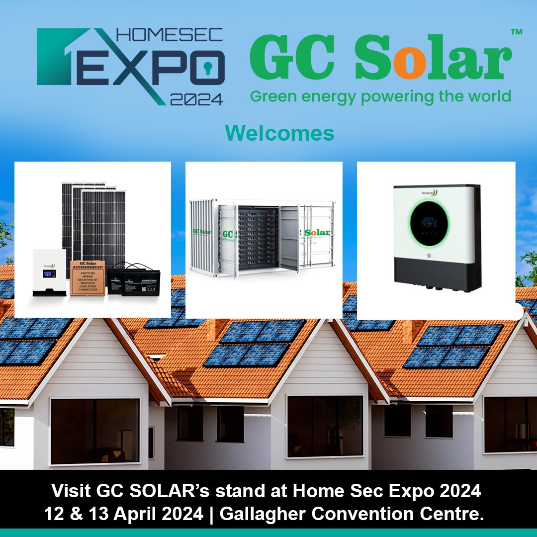 HomeSecExpo2x's tweet image. We’re thrilled to announce that first-class renewable energy brand @GCSolarSolution  will be bringing their top-of-the-line solar solutions to HomeSec 2024, taking place 12thand 13th April at the Gallagher Convention Centre in Midrand. Register here: tinyurl.com/3b76f4v3