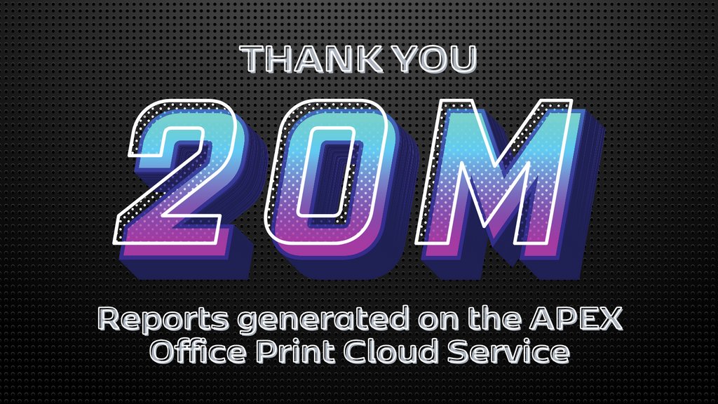 Today is a special day as we celebrate a major milestone - the ✨20 MILLIONTH✨ report created by our users via our APEX Office Print cloud service. Our entire team would like to thank everyone who has trusted us and helped make AOP what it is today! 🎉🚀 #LowCode #orclapex