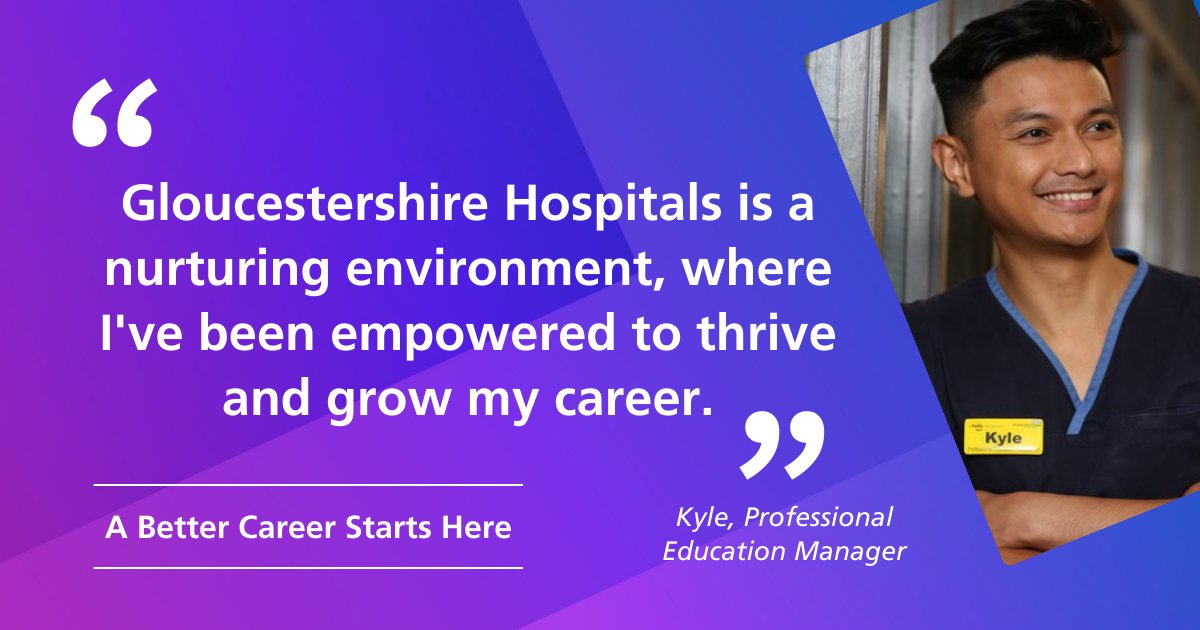 Hear from Kyle, our Professional Education Manager at @gloshospitals as he reflects about why he likes working at our Trust. Read more > bit.ly/3vtSKW2
#ABetterCareerStartsHere @KJMMarasigan