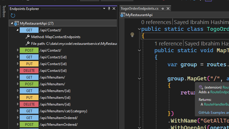 When working with web api endpoints in the Endpoints Explorer in @visualstudio, what should appear as children of the endpoint? Today the child nodes are not very helpful. Give me your ideas, I'm working on Endpoint Explorer updates, so now is a perfect time.