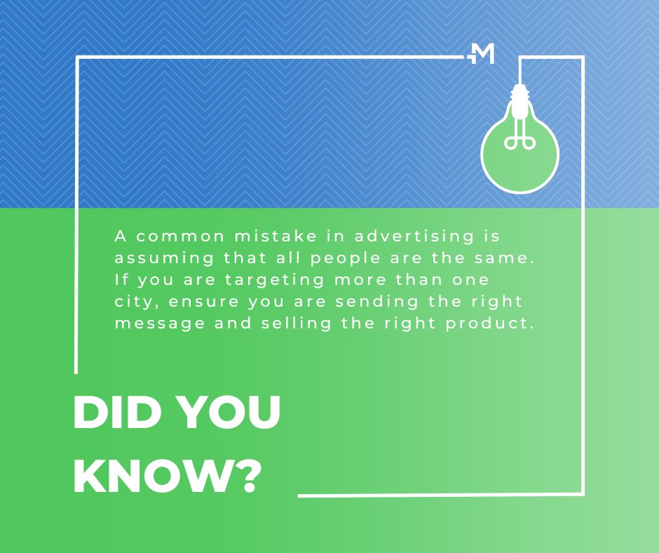 True or false? 👍/👎

'A common mistake in advertising is assuming that all people are the same. If you are targeting more than one city, ensure you are sending the right message and selling the right product.'

#GoMondiad #AdNetwork #AffiliateMarketing #AdTargeting #AdCampaign