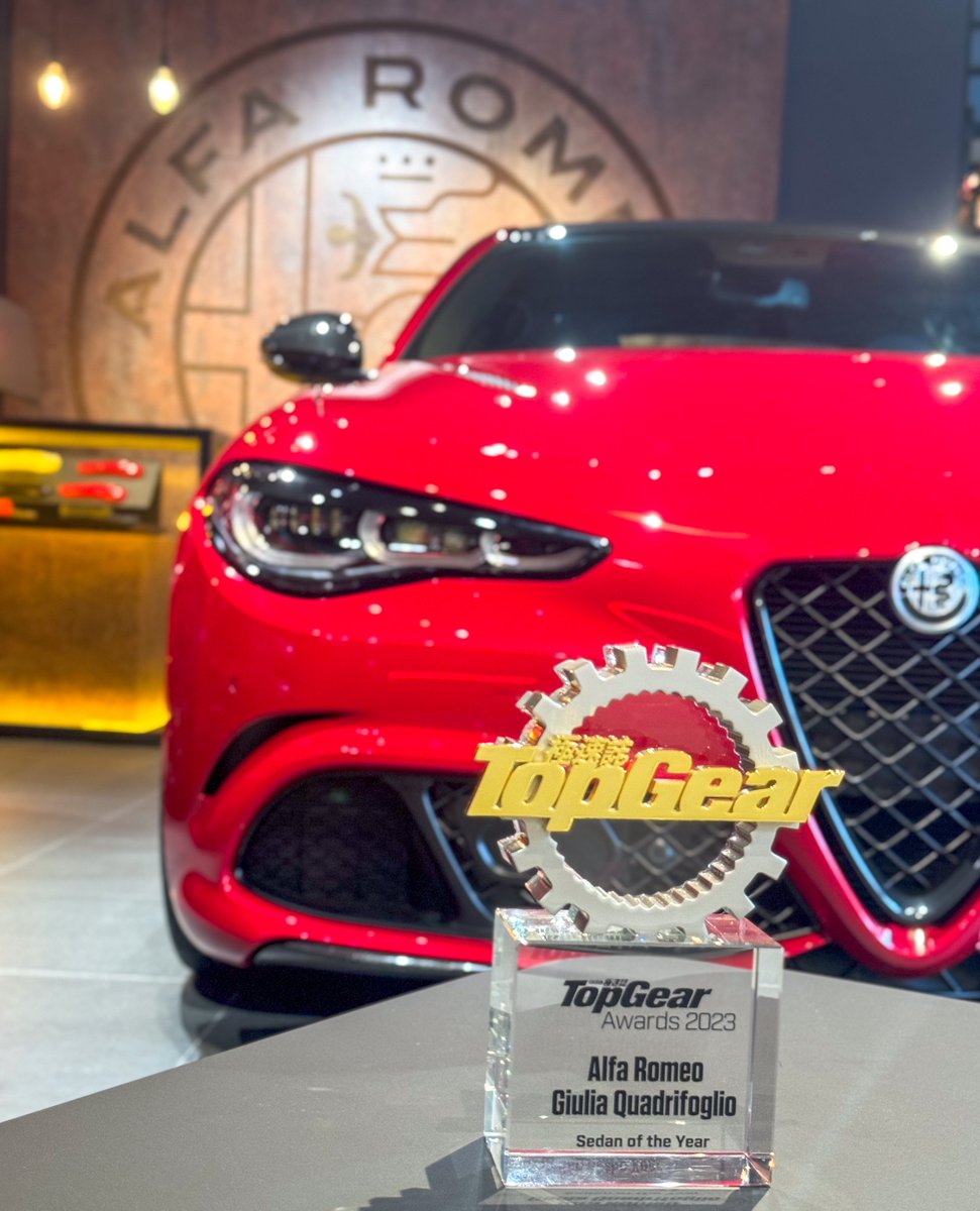 The #AlfaRomeGiulia continues to receive international recognition, with the #Quadrifoglio🍀 version winning 'Sedan Of The Year' 🏆 at the prestigious 2023 #TopGear Hong Kong awards. Symbolizing the sporting soul of @alfa_romeo, the #GiuliaQuadrifoglio has established itself as a…