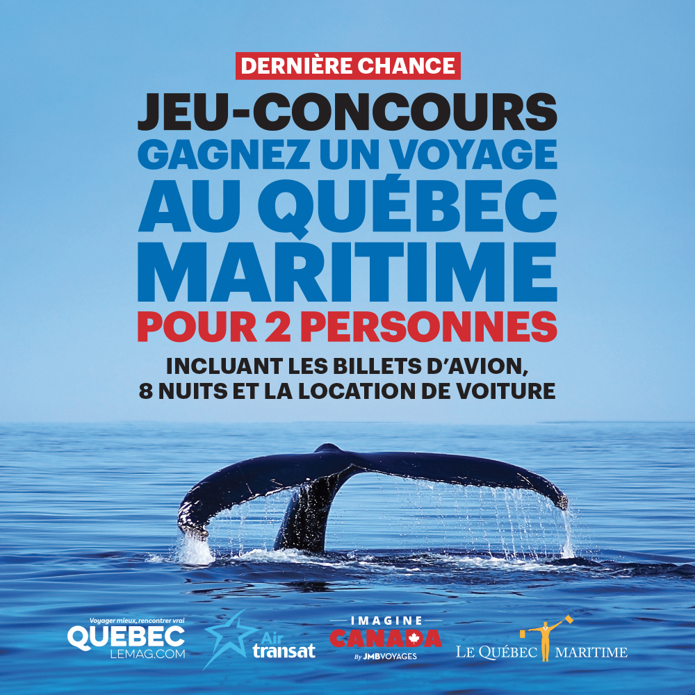 ✈️Il ne vous reste plus que quelques jours pour tenter de remporter un voyage pour deux, dans les régions du Québec maritime! Participez par ici 👉  bit.ly/3u4rKf6.  Concours organisé par <a href="/QuebecLeMag/">Québec Le Mag'</a> avec Imagine Canada, <a href="/airtransat/">Air Transat</a>, <a href="/reseausepaq/">Sépaq</a> et Le <a href="/Quebecmaritime/">Quebec maritime</a>.