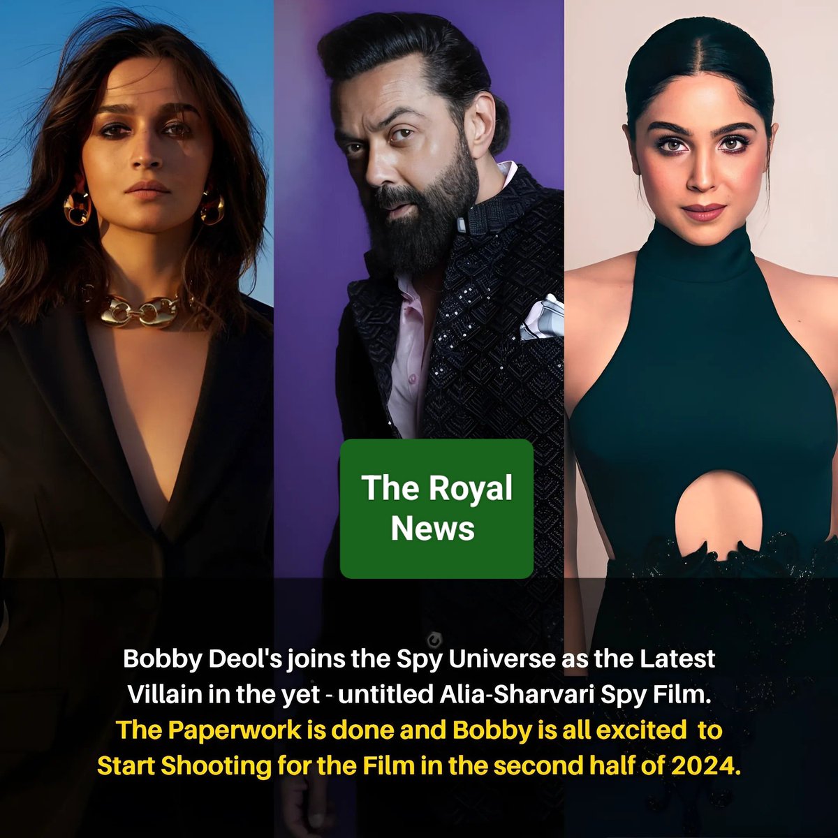 #BobbyDeol's joins the #SpyUniverse as the Latest Villain in the yet - untitled #Alia-#Sharvari Spy Film. The Paperwork is done and #Bobby is all excited to Start Shooting for the Film in the second half of 2024.

#AliaBhatt #SharvariWagh #YRFSpyUniverse #Suryacinefinite #kbke