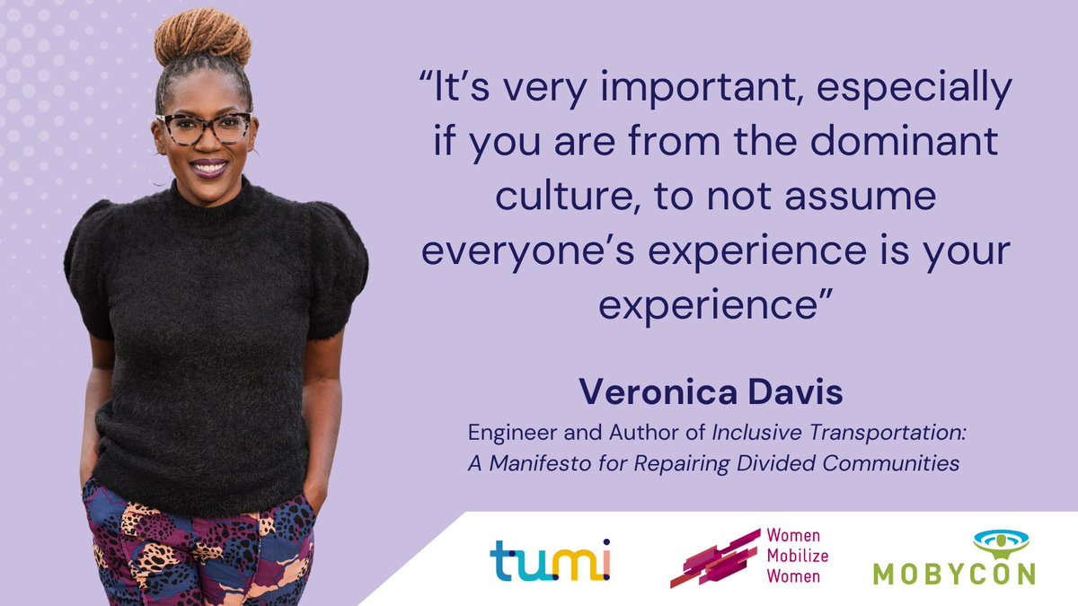 In light of #WomensHistoryMonth, it's crucial to recognize that women's experiences are diverse and not homogenous. 📸Quote by Veronica O. Davis, PE., featured in our webinar series 'Gender, Mobility, and Racial Identity: The American Diaspora'. 🎙️💬 youtube.com/watch?v=O6oTlb…