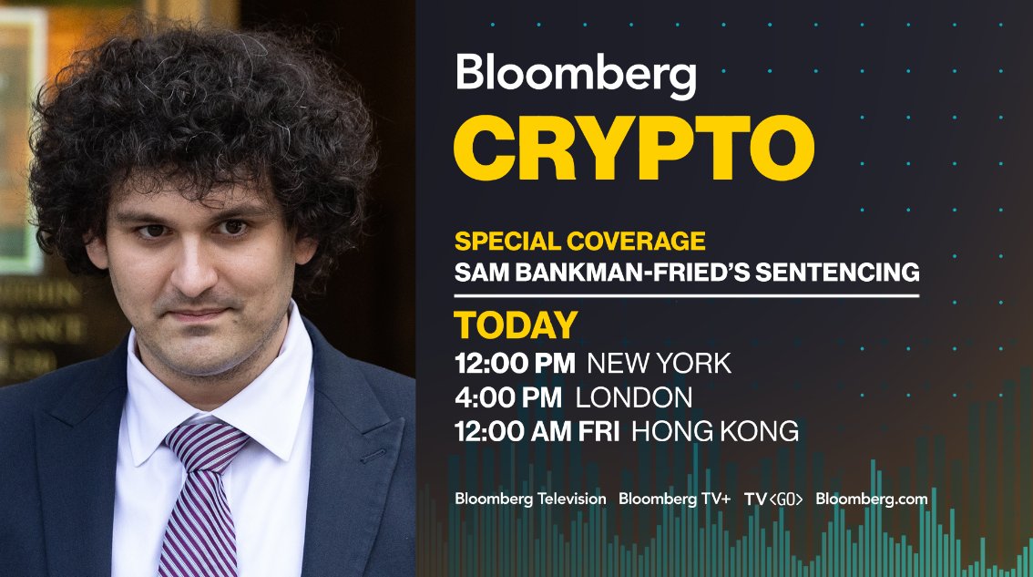 Join @kgreifeld and me at noon Eastern today on @BloombergTV for an hourlong Bloomberg Crypto special on SBF's sentencing. We'll be joined by @davidgura at the courthouse along with some great guests and members of the @crypto team.