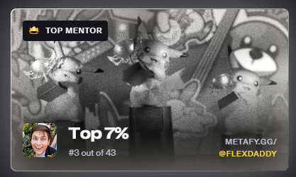 Exciting to see that I've achieved Top Mentor status on Metafy but even more exciting that I've helped a number of players get on track before big tournaments! Thanks for the support.