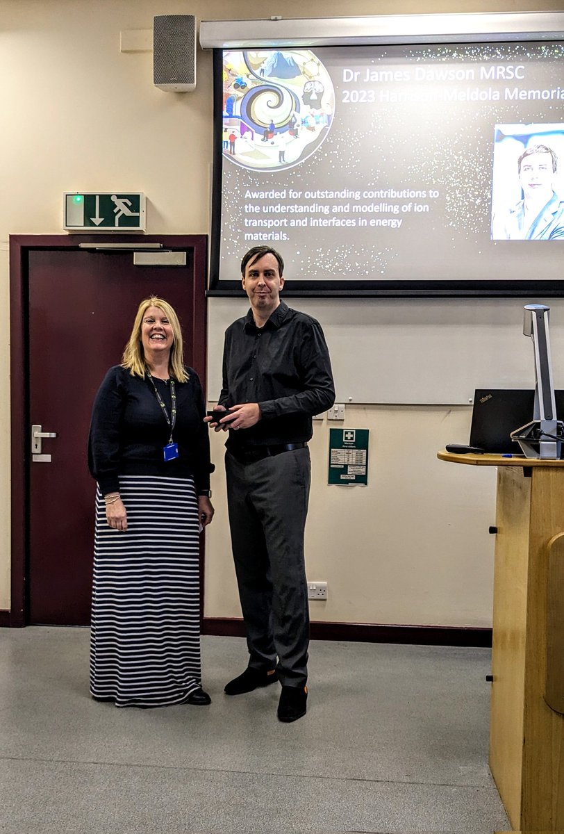 It was a pleasure hosting <a href="/jad5888/">James A. Dawson</a> and presenting him with the prestigious <a href="/RoySocChem/">Royal Society of Chemistry</a> Harrison-Meldola Memorial medal!😁 Well deserved James, and excellent talk! <a href="/AbSSChem/">Aberdeen Solid State Chemistry</a>