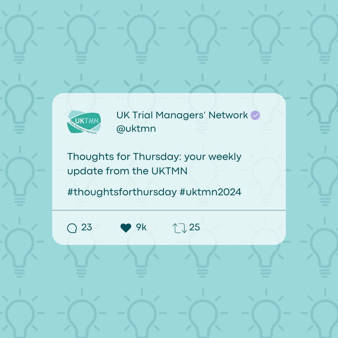 #Thoughtsforthursday: The 'How to be a good trial manager' training is now full! We ask that members who want to attend to join the waiting list via our webpage. We are also asking for Members to get in touch with any ideas for training that we could offer in the future.