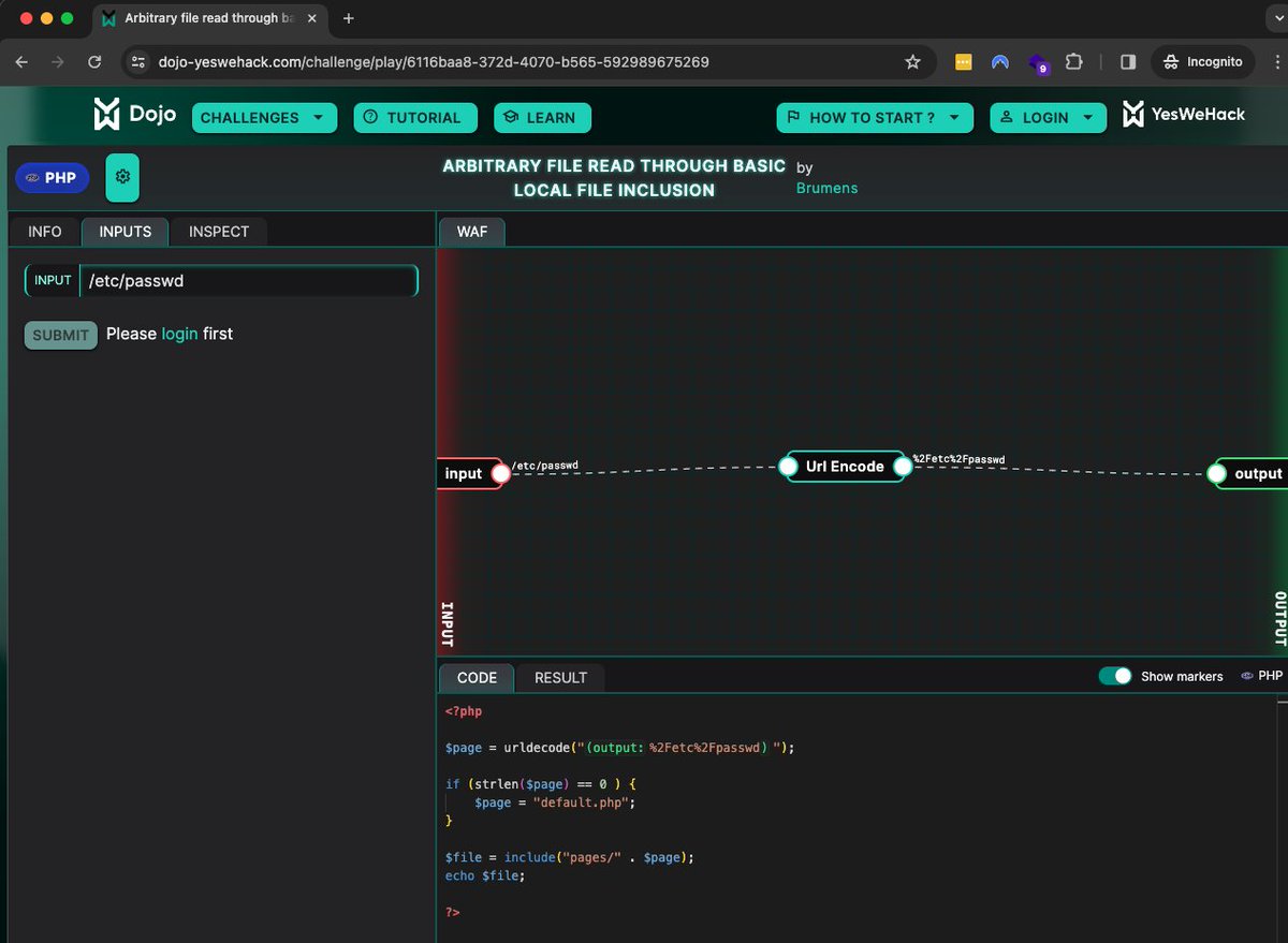 bsysop's tweet image. This Dojo is a cool way to teach/learn about vulnerabilities. 🔥

It reveals the source code, demonstrates how servers parse the information in the backend, offers some hints, and if needed... the final solution.

Amazing work @yeswehack ! 🤟🏻

🧵1/2

#BugBounty #BugBountyTips