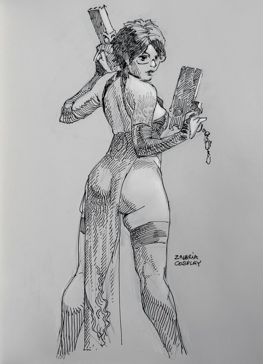 Ink sketch of @ZalariaCosplay