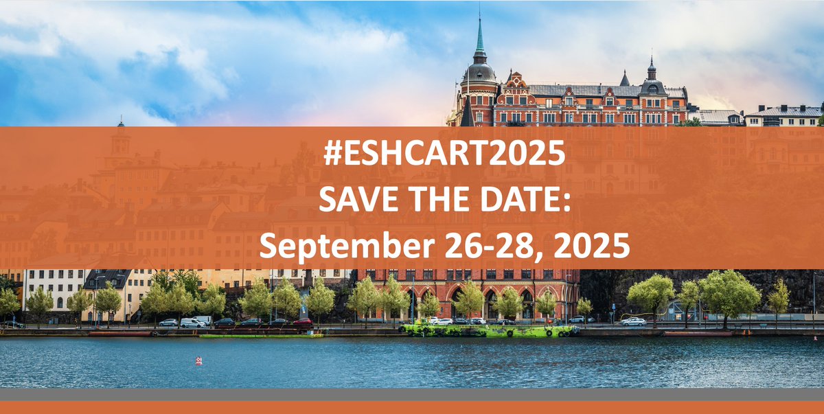📣 We are pleased to announce the 3rd How I Manage #CART Therapies & Bispecific Antibodies for My Patients #ESHCART2025 SAVE THE DATE: September 26-28, 2025 in Stockholm 🇸🇪 Chairs: Ulrich Jäger, @Kersten_MJ, @LNastoupilMD ➡️ bit.ly/3TExODA #ESHCONFERENCES #HAEMATOLOGY