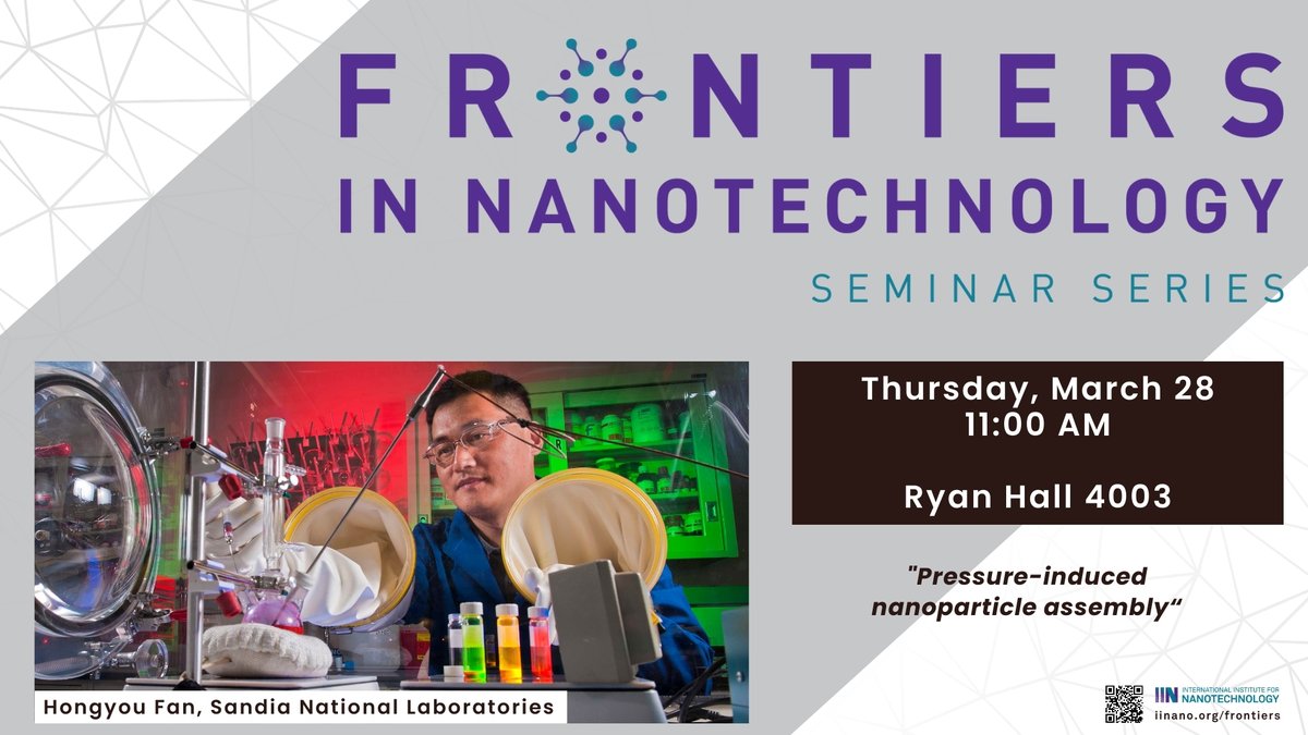 Today at 11am, we welcome Hongyou Fan from @SandiaLabs as our next Frontiers in Nanotechnology speaker.