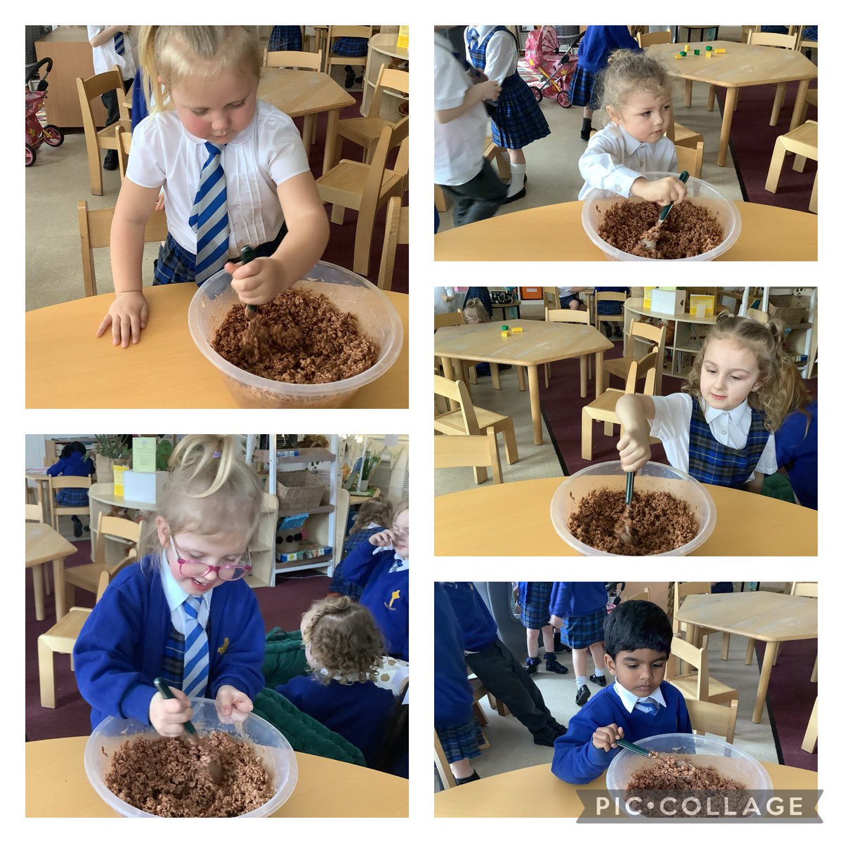 Reception made rice crispy cakes this morning to add to their Easter baskets 🐥🐰⭐️!