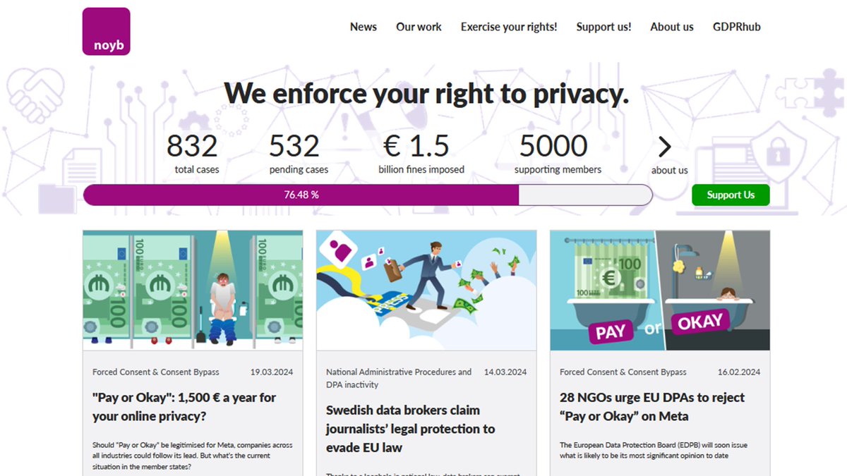 🎉 We're excited to launch our new website theme for noyb.eu today! Now, you can find all the information about our work in a more modern and user-friendly design. We hope you'll like it 💻📱. 👉 noyb.eu