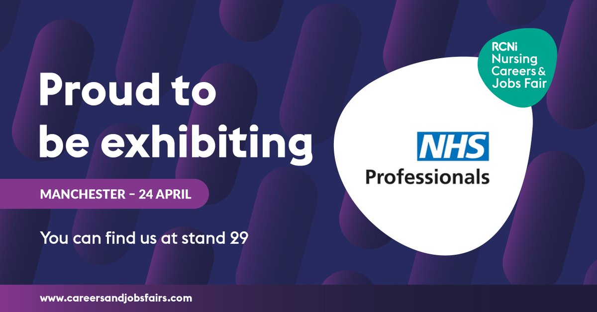 We are delighted to be attending the @rcni Nursing Careers and Jobs Fair on Wednesday 24th April in Manchester. Join us at stand 29 to discover how we can support your career in nursing, including flexible shifts, weekly pay, and more! We look forward to seeing you there. 👋