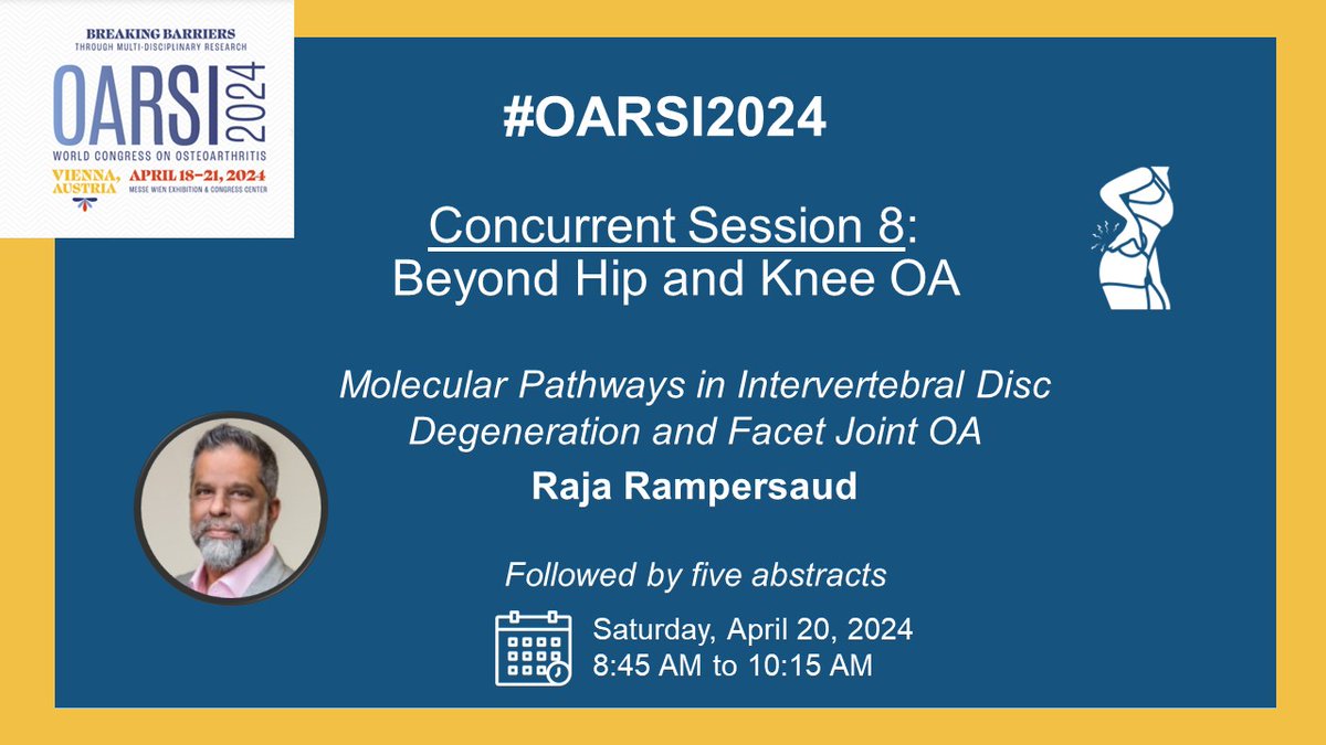 #OARSI2024 Concurrent Session 8: Beyond Hip and Knee OA 🗓️Saturday, April 20, 2024 ⏰8:45 AM to 10:15 AM congress.oarsi.org/program/sessio…