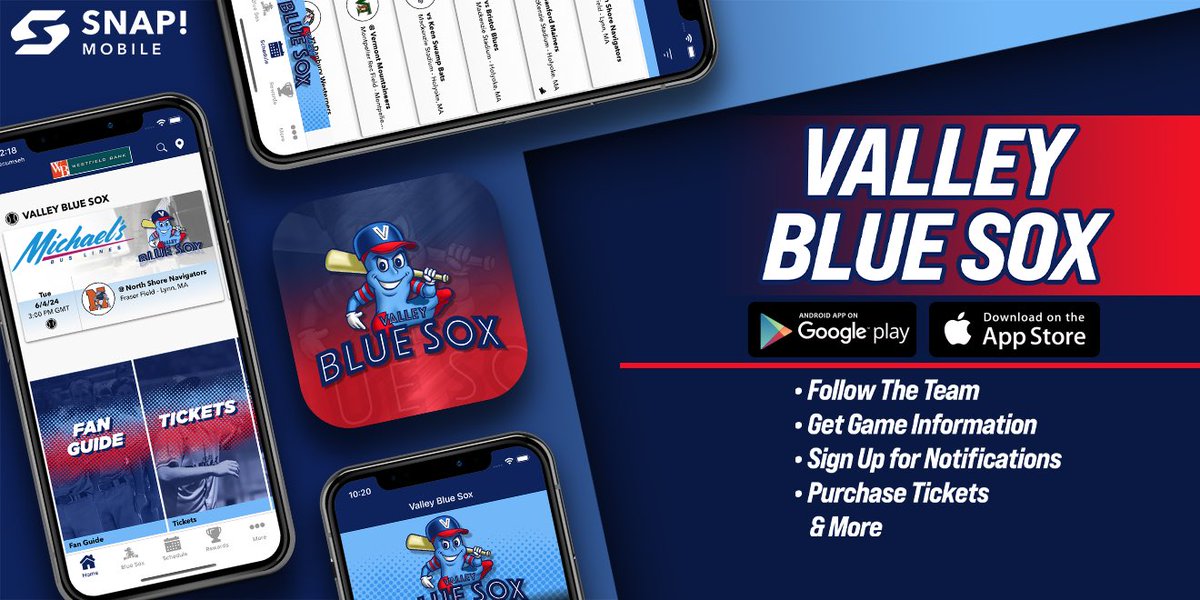 Big time news! We have a new and better way to follow the Blue Sox all year long, our new App! Click here valleybluesox.app.link/download to Download. View our Schedule, Promotions, Live Streaming, Meet the Players, Get Sponsor Coupons and Rewards! Don’t forget to opt in to Notifications