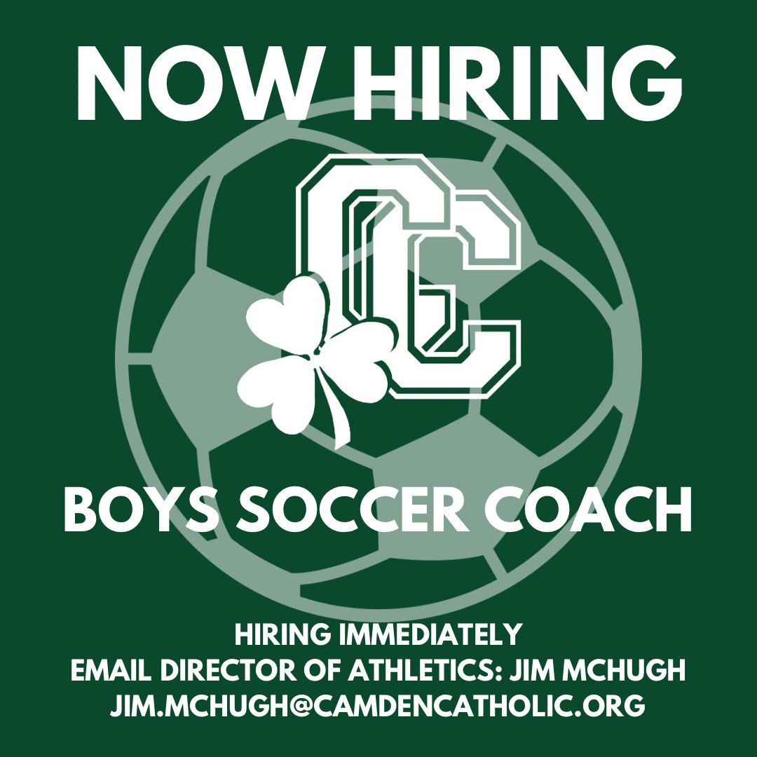 🚨 Camden Catholic High School is on the lookout for a dynamic leader to serve as our Varsity Boys Soccer Head Coach! ⚽️ If you're passionate about soccer and shaping young athletes, apply now to join our team. 🗒️Job description & position qualifications: loom.ly/P5CpJ4A