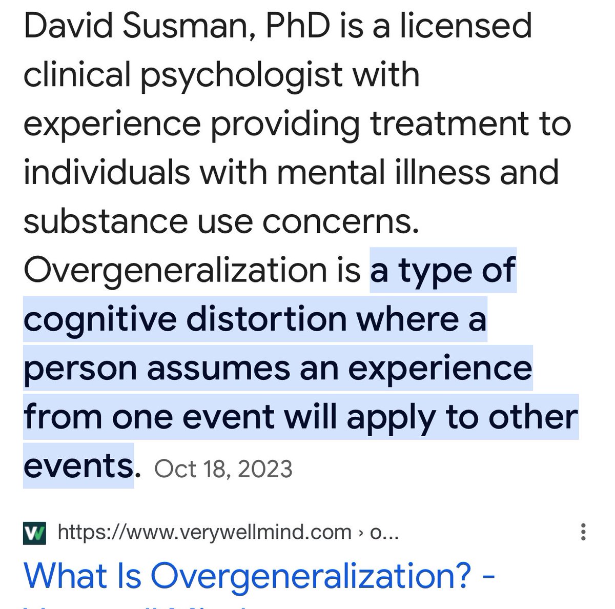 carolleisa's tweet image. #FallacyOfOvergeneralization 
#Disinformation #DistortedThinking 
#MentalHealthAwareness