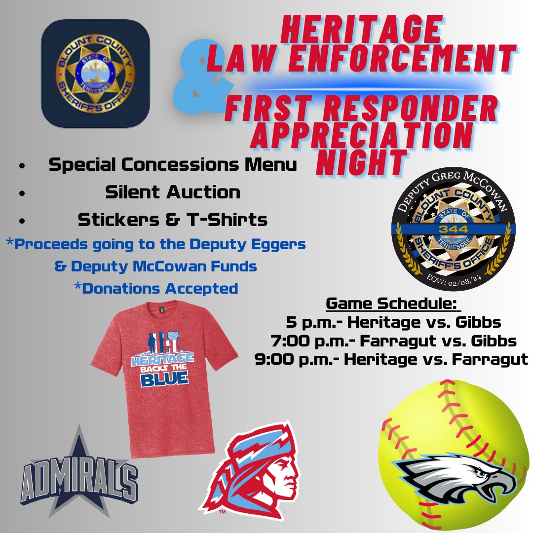 Happening next Friday: Join us as we host our first Law Enforcement & First Responder Night. LEO and First Responders receive free admission by showing their badge or ID. T-shirts and special concessions will be offered and a silent auction will be held. 💙 #backtheblue