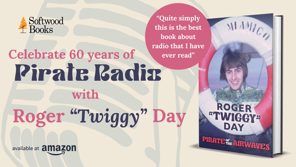 Good to hear Tony Blackburn on @BBCRadio2 this morning, marking 60 years of Radio Caroline 🎙 Now hear the story from legendary DJ, Roger 'Twiggy' Day in his remarkable autobiography, broadcasting from @BoomRadioUK now! 🏴‍☠️ softwoodbooks.com/post/pirate-of…