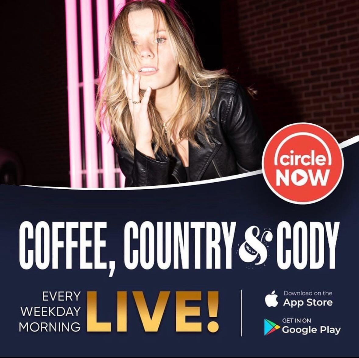 Thrilled to be back on WSM’s Coffee, Country & Cody on @opry radio on April 4th at 8am CST! 🌞☕ Join us for a chat about “Jackie” and a sneak peek of some fresh tunes! 💛🎶 ☕📺 See you bright and early! 🌅🎸 #CircleNow #CoffeeCountryCody #Opry #Nashville