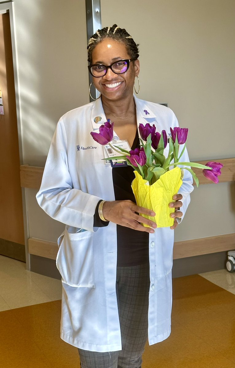 Purple #epilepsy tulips from a grateful patient. This made my morning, as it's #HolyWeek and I haven't been able to stop and reflect because of the demands of call. Tulips are a symbol of Easter and rebirth and this gift reminded me to take time to enjoy the beauty of life.