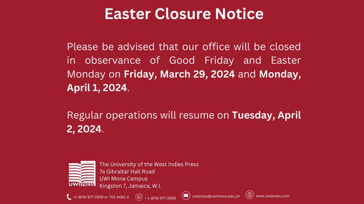 Office Closure Notice #UWIPress