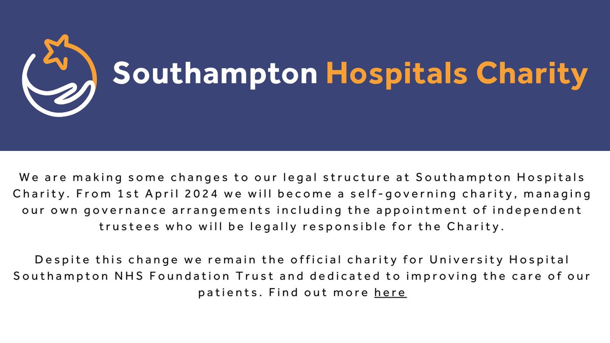 We are making some changes to our legal structure at Southampton Hospitals Charity.