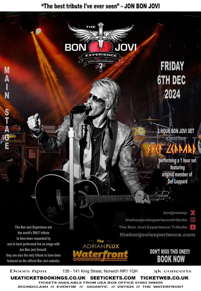 ʞk concerts & tours (@concerts_tours) on Twitter photo DECEMBER SHOW
TICKETS ueaticketbookings.co.uk/ents/event/273…
BON JOVI EXPERIENCE <a href="/JoviExperience/">Bon Jovi Experience</a>
+ <a href="/ShefleppardO/">shefleppard_official</a>
featuring an original member of def leppard
Fri 6th Dec 2024
The Waterfront Norwich
#bonjovi #defleppard #rock #Norwich DECEMBER SHOW
TICKETS ueaticketbookings.co.uk/ents/event/273…
BON JOVI EXPERIENCE <a href="/JoviExperience/">Bon Jovi Experience</a>
+ <a href="/ShefleppardO/">shefleppard_official</a>
featuring an original member of def leppard
Fri 6th Dec 2024
The Waterfront Norwich
#bonjovi #defleppard #rock #Norwich