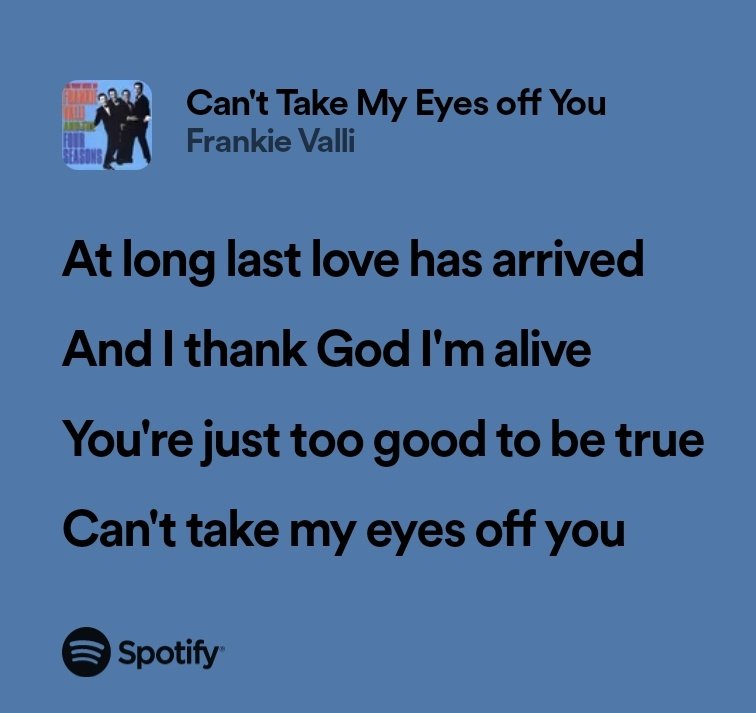 ㅤ
 ㅤ  ♡︎  .  .  .  𝐃edicação de música:

@ da pessoa: <a href="/WAYNES0N/">damian</a>
𝐒eu nome/codinome: 🪷
𝐍ome da música: Can't Take My Eyes off You
𝐓recho da música:
ㅤ