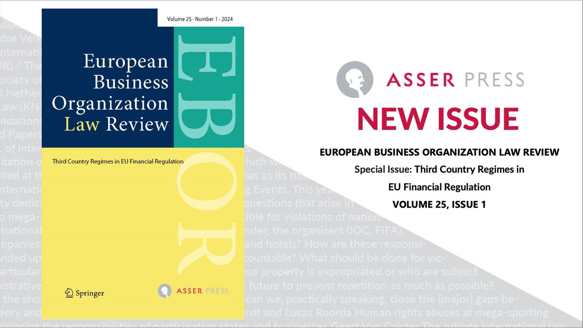 📚 A new special issue of #EBOR has been published! This issue has 11 articles (8 #openaccess) exploring third country regimes in EU financial regulation. Read it here: link.springer.com/journal/40804/… @SpringerLaw @fbakkerfrank