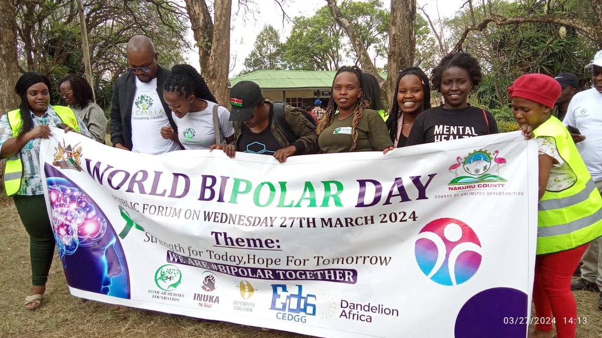 KIWN participated in @WorldBipolarDay on 27th March 2024 with @teamDandelion @CountyNakuru @bipolarherous @cedgg_2001 among other partners to mark the day. Thank you @JuneBartuin for representing @KIWN
